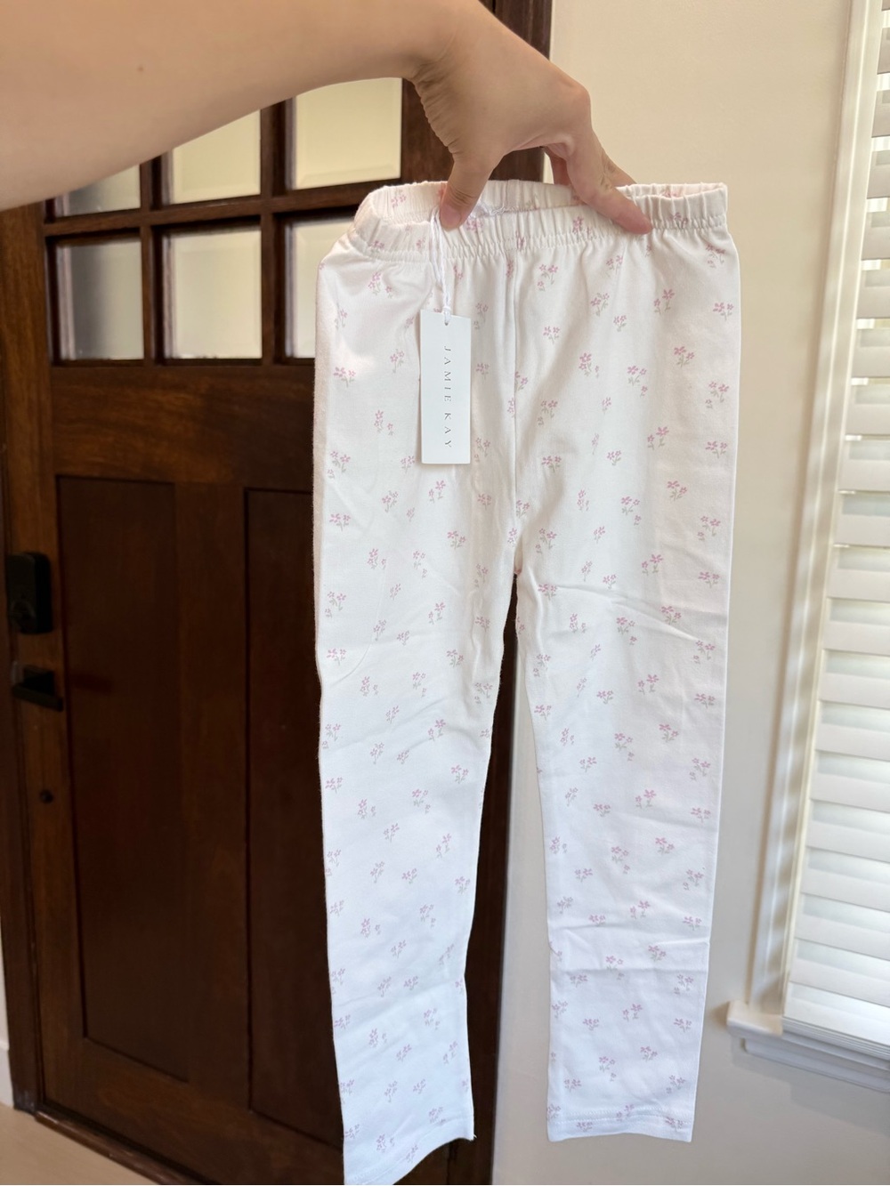 Jamie Kay White Leggings with Pink Floral Print